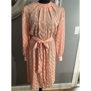Vintage | 1980s | Pastel Peach Dress | Size 10 | Morse Code | USA